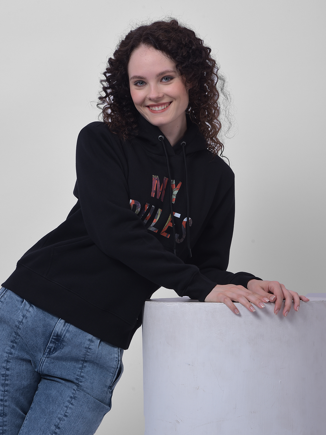 Numero Uno Women Black Printed Hoodie